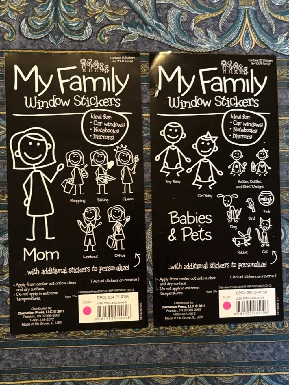 Set of 2 Window Stickers - My Family - Mom and Babies & Pets